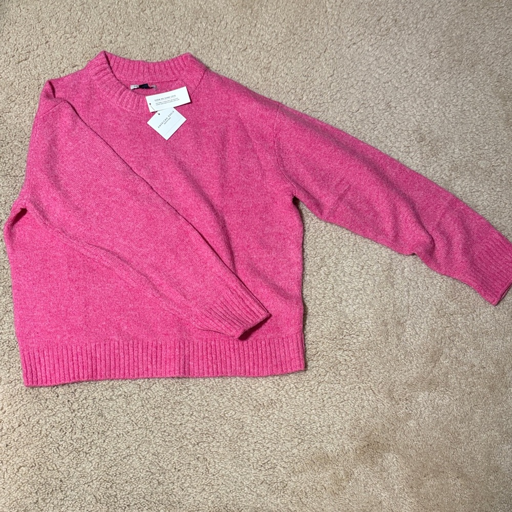 American Eagle Outfitters Vibrant Pink Crew Neck Sweater